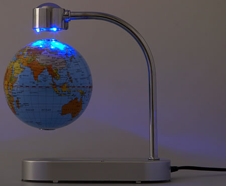 levitating globe with LED lights